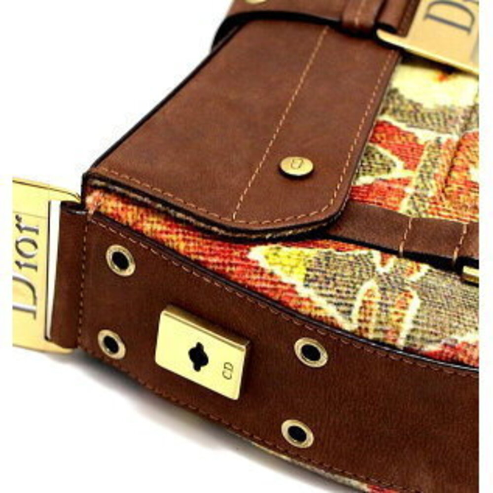 Christian Dior Street Shoulder Bag Canvas Leather Brown Orange - Picture 5 of 6